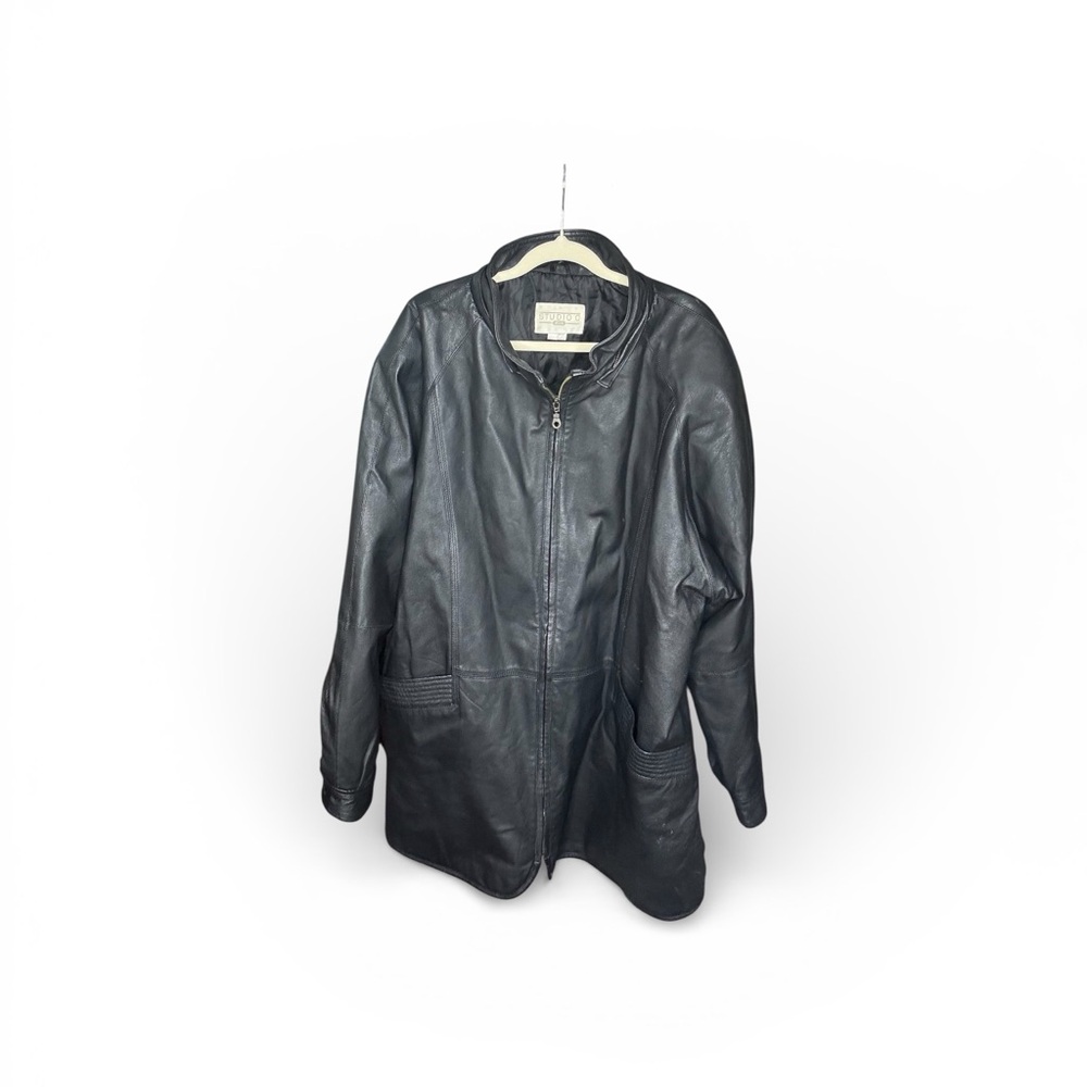 Black Leather Zip-Front Jacket